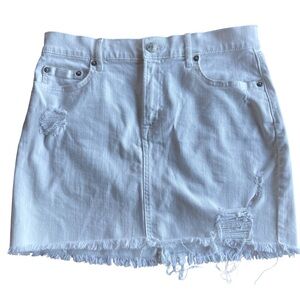 GAP White Cut Off Denim Mini Skirt